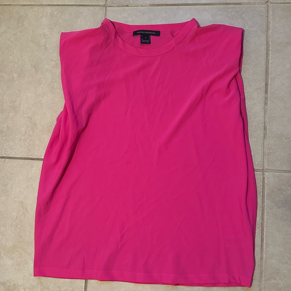 French Connection Pink Sleeveless Top with Shoulder Padding
